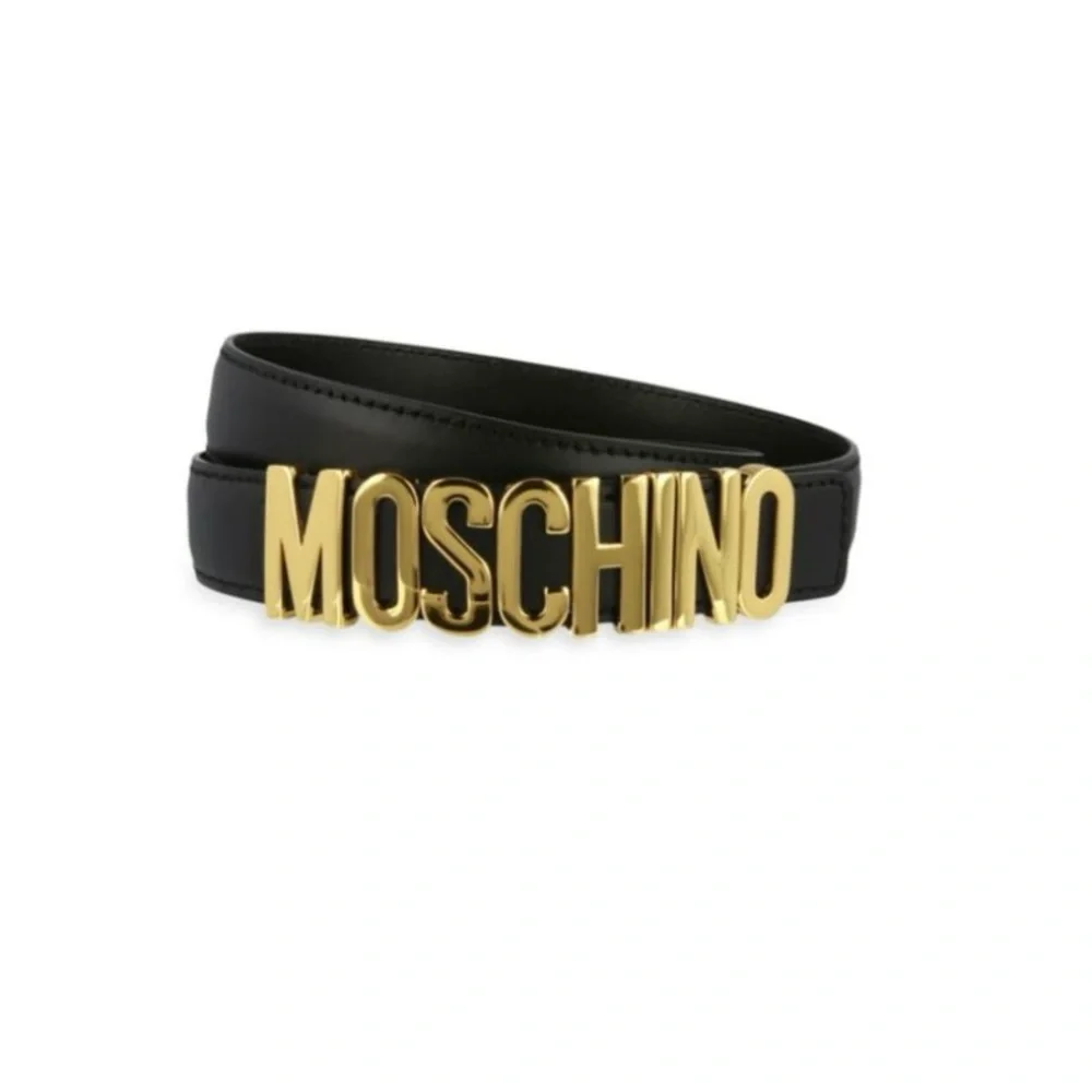 New MOSCHINO Genuine Leather Belt Black